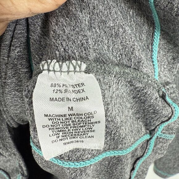 RBX Long Sleeve Shirt Performance Active Top Size M Gray Teal Trim - Picture 12 of 16